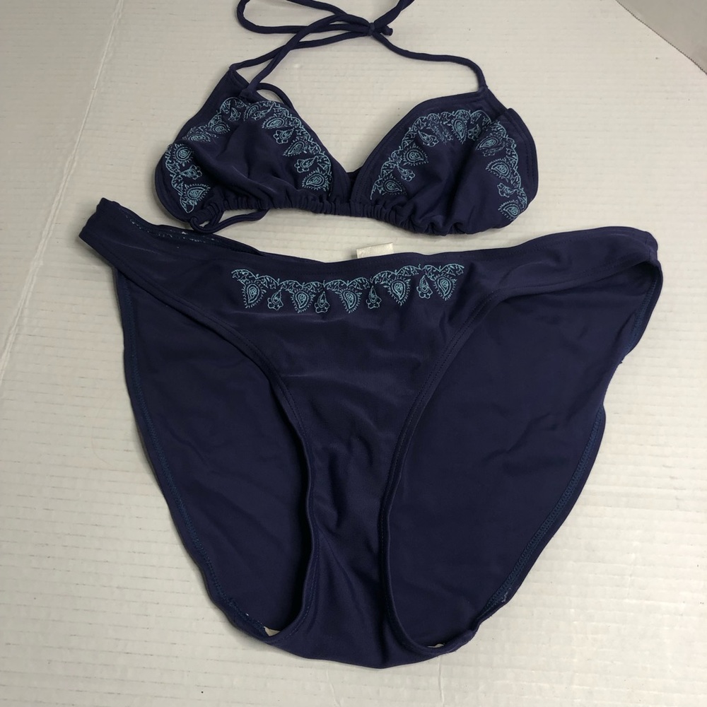 Old Navy Bikini Womens Navy Blue 2 Piece Top Sz Small Bottom Sz Medium Swimsuit